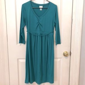 Motherhood maternity green dress with 3/4 sleeves, size S